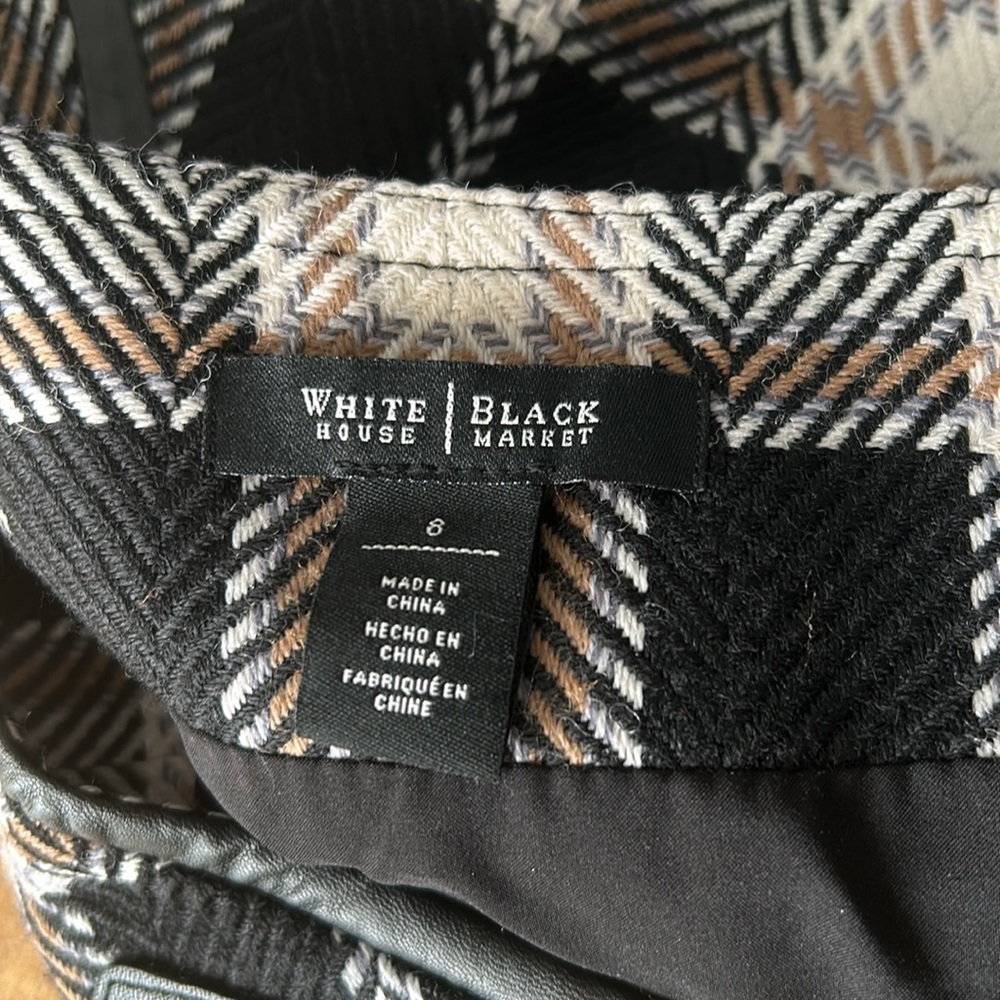 White House Black Market Black and White Plaid Skirt - Picture 7 of 8